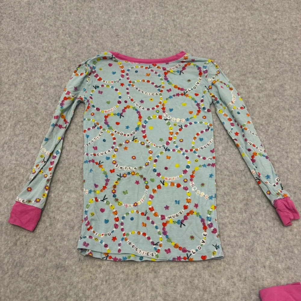 Little Sleepies Besties Friendship Bracelet Bamboo Pajama Set Blue Pink 4T